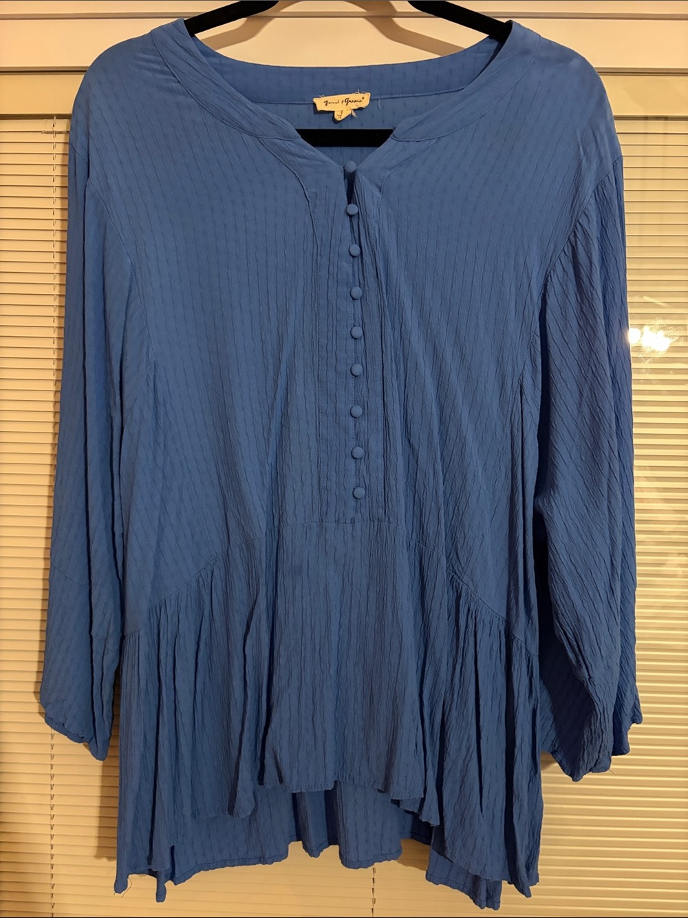 Blue Long Sleeve Top with Buttons Size 1X